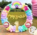 Flyloons Latex Rainbow Theme 1St Birthday Decorations Kit Girls Boys Kids Baby Girl For 1 Year With Number Rainbow Pink Star Pink Purple Yellow Blue Green Pastel Balloons Happy Gold Banner,58 Pcs gallery image