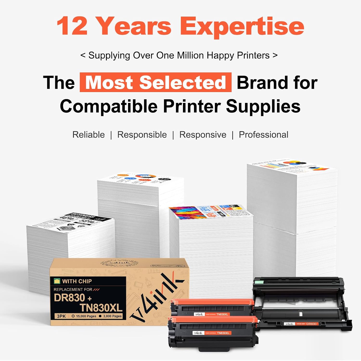 Compatible for Brother Printer TN830XL Toner Cartridge DR830 Drum 3-Pack image 5