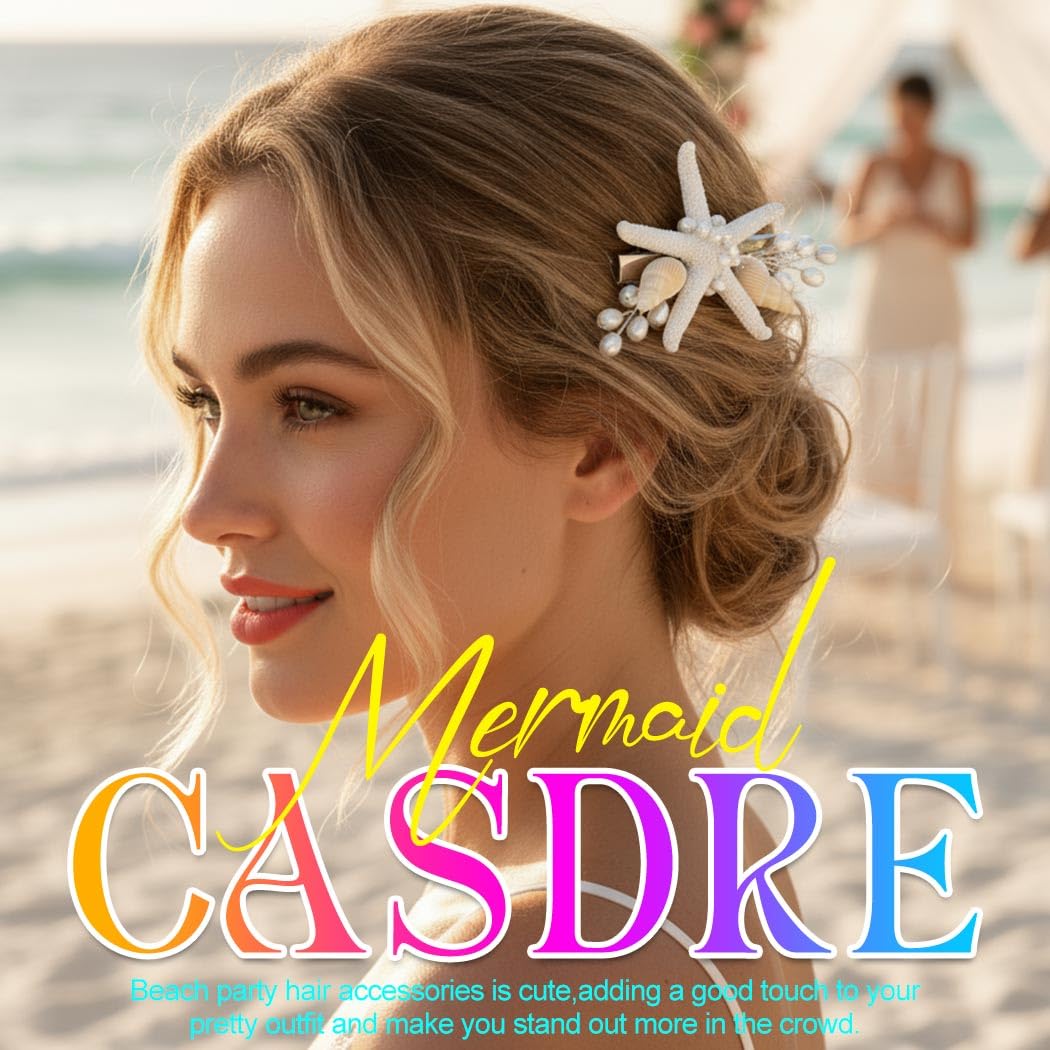 CASDRE Starfish Hair Clip Sea Shell Beach Wedding Hair Accessories for Women - Image 5