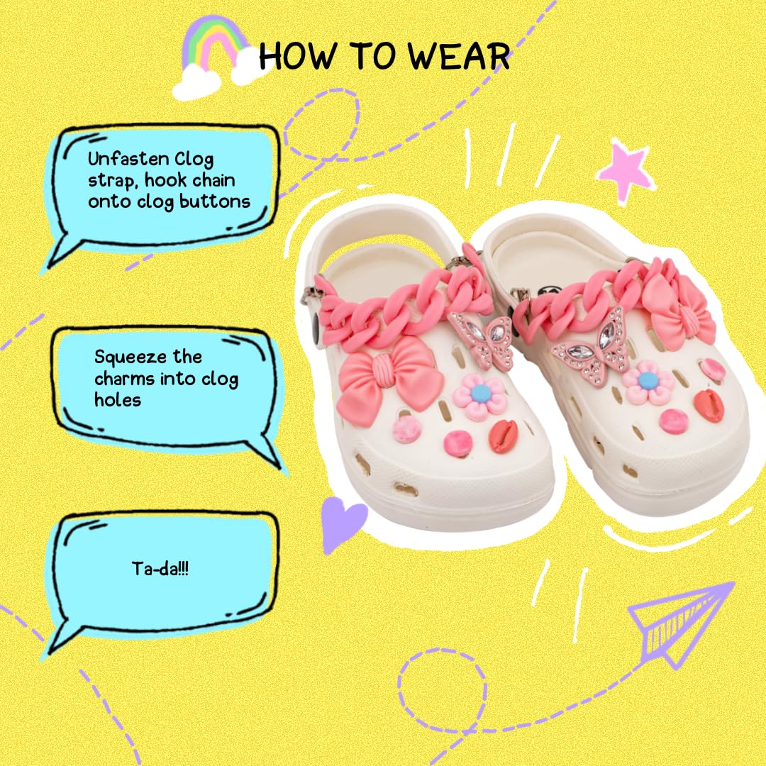 Butterfly Shaped Shoe Chains for Teens, DIY Decoration