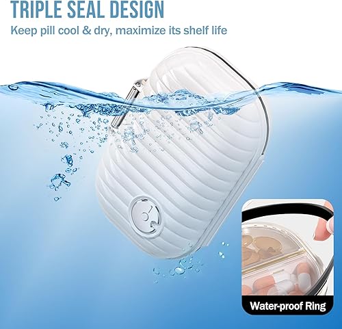 Miniatura 10 de Paquete de 2 pastilleros organizadores de píldoras, 7 compartimentos, dispensador de píldoras grande para el hogar, soporte de suplemento de viaje