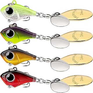 TRUSCEND Señuelos Giratorios para Pesca con Jig o al Agua Viva en Agua Dulce y Salada, Señuelos Rooster Tail para Trucha, Lubina, Lucioperca, Salmón y Lucio, Spinners de Pesca con Doble Cuchilla