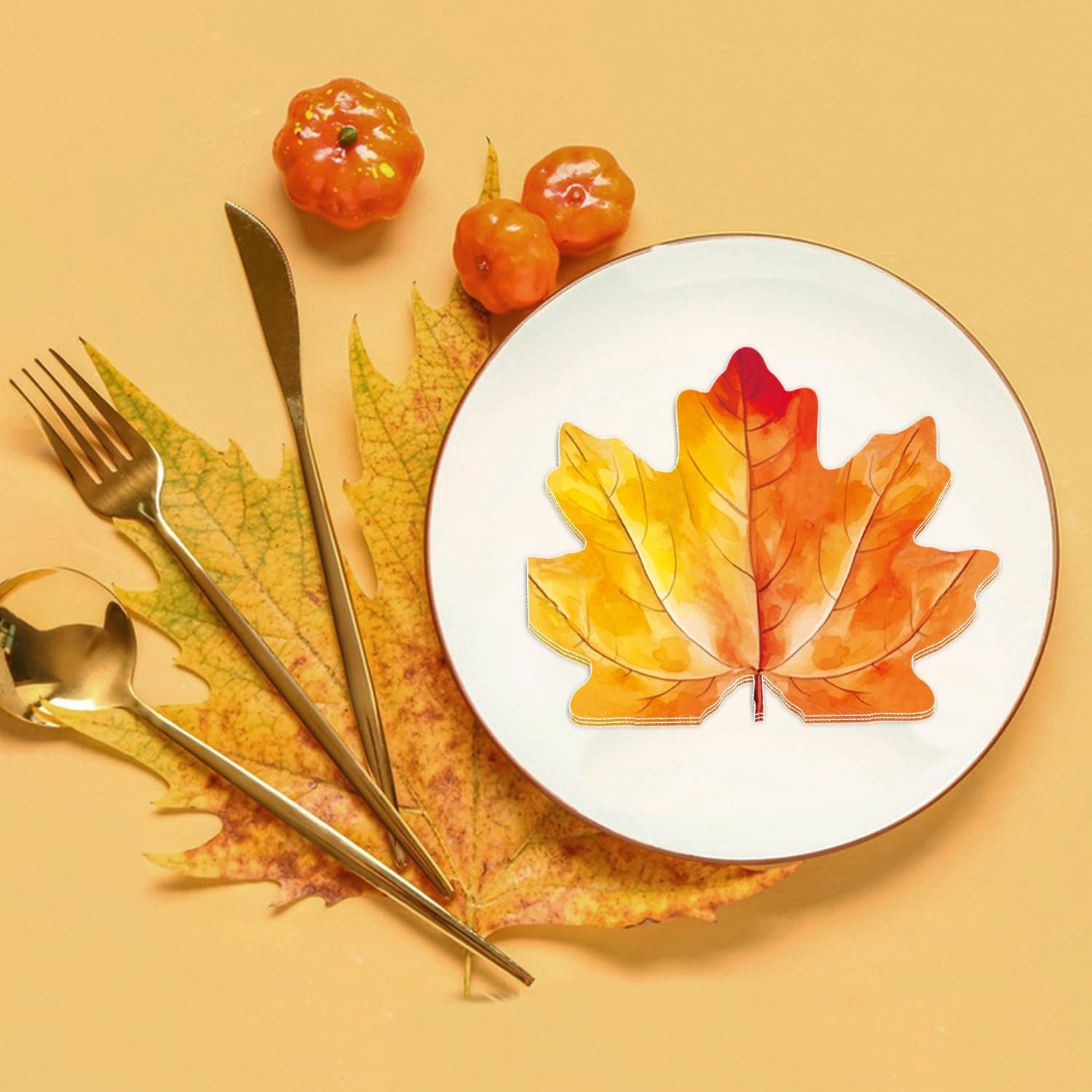 LINHAXM 50 PCS Thanksgiving Oval Paper Plates Large 9" X 11" Maple Leaf Napkins Fall Pumpkins Thanks Disposable Autumn Dinnerware for Harvest Thanksgiving Party Decorations