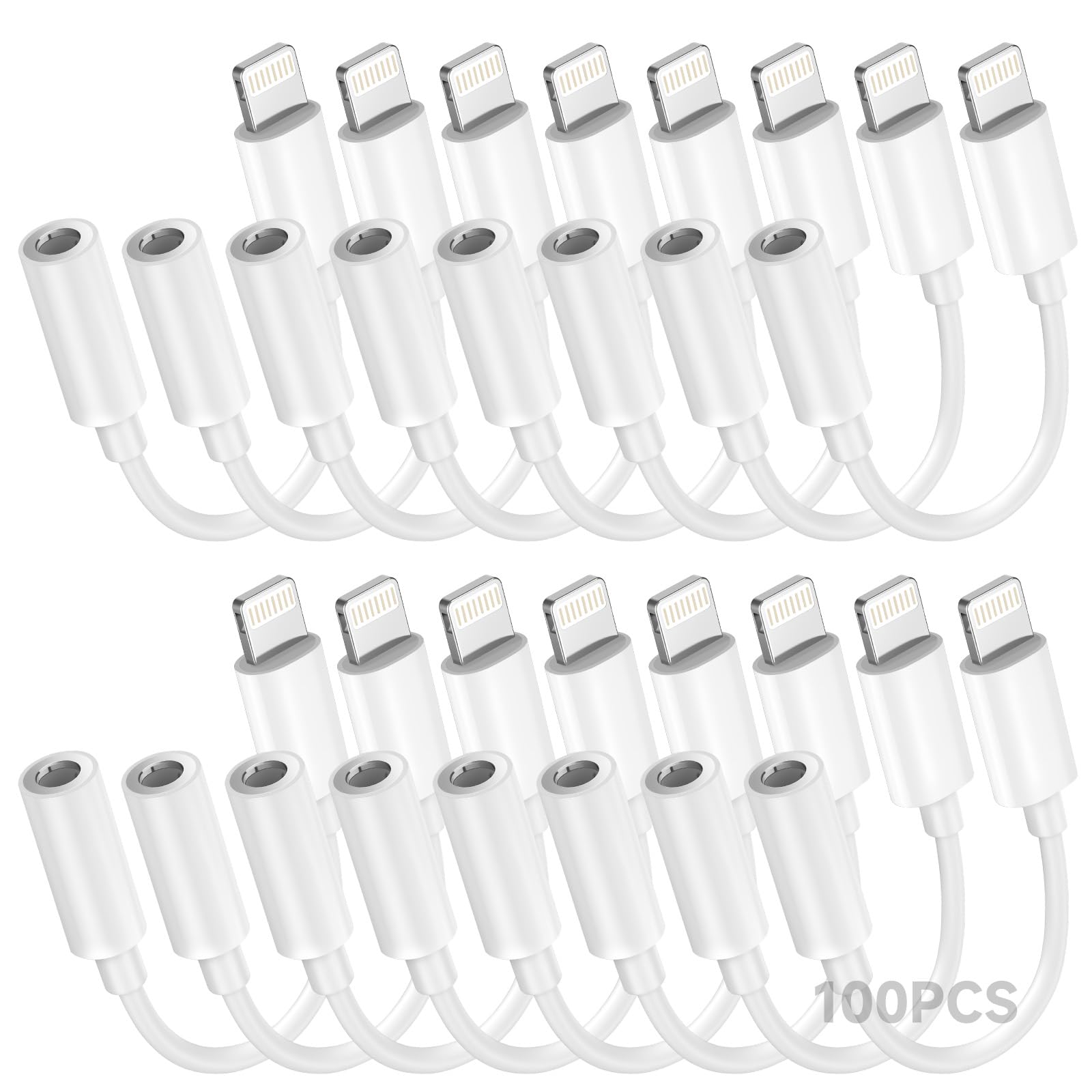 lightning to 35 mm headphone adapter 100 pack white