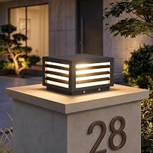 8.8" Outdoor Post Lights, Glass Outdoor Pillar Lights Hard Wired | 3000K Outdoor Column Lights, IP54 Waterproof Modern Pillar Light, Hardwired Deck Post Lights for Patio Deck Fence Posts Gate