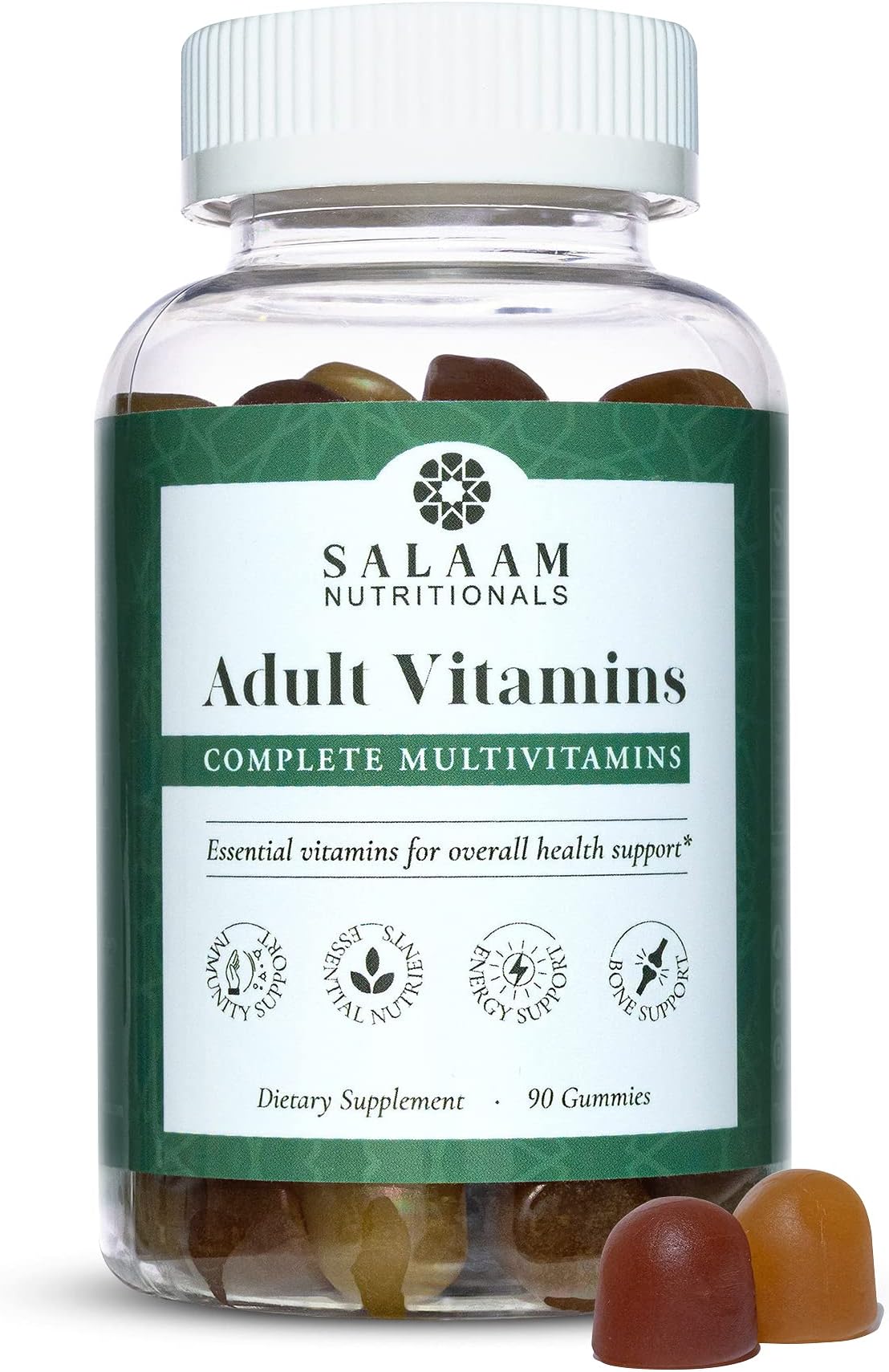 Salaam Nutritionals - Adult Multivitamins, Vitamin Gummies for Women and Men, Multivitamins for Adults with 11 Essential Vitamins and Minerals, 90 Count, 1 Pack.