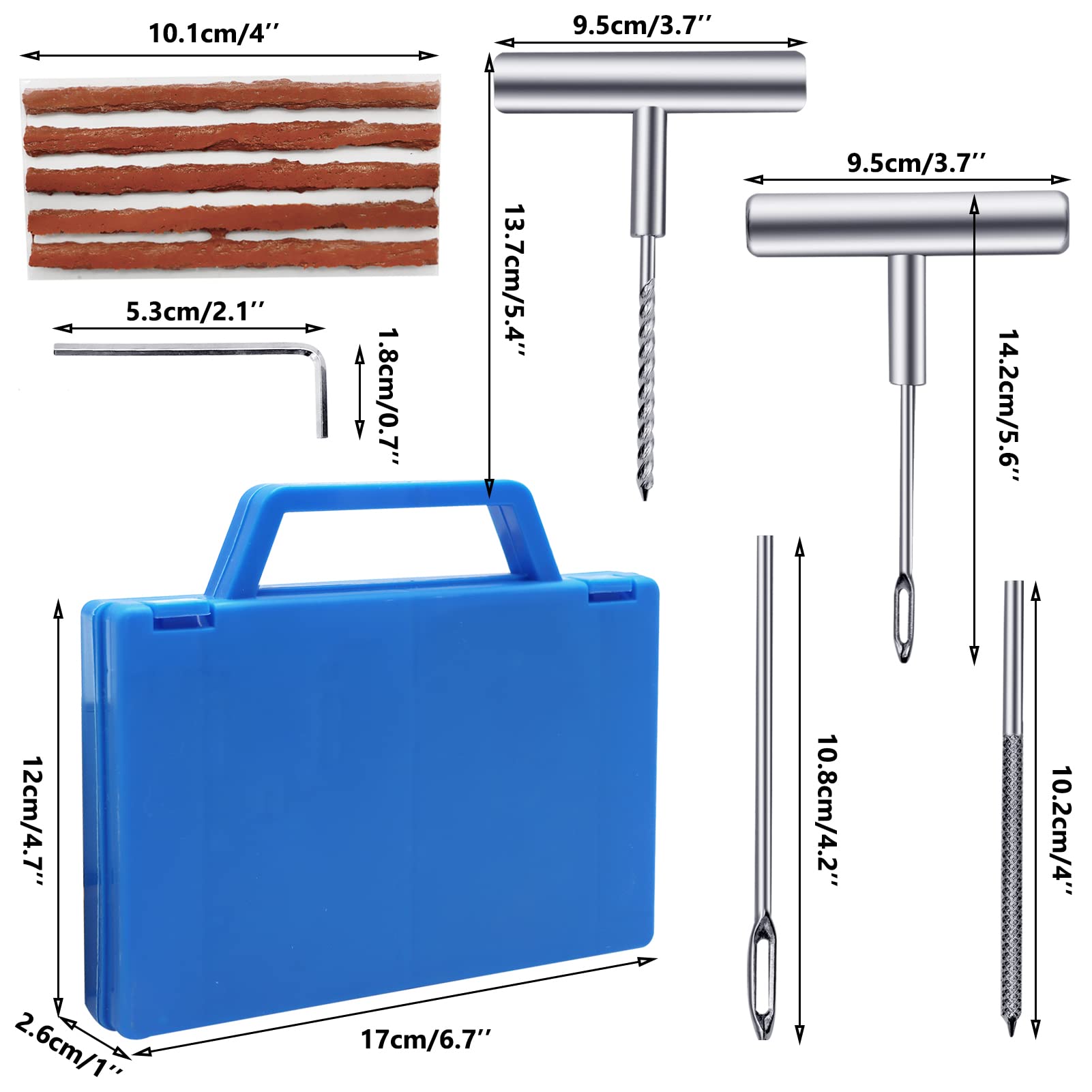 Iceten Tyre Repair Kit, Tyre Puncture Repair Kit with Storage Box Emergency, 42 Pcs Tubeless Tyre Repair Tool Kits - Image 4