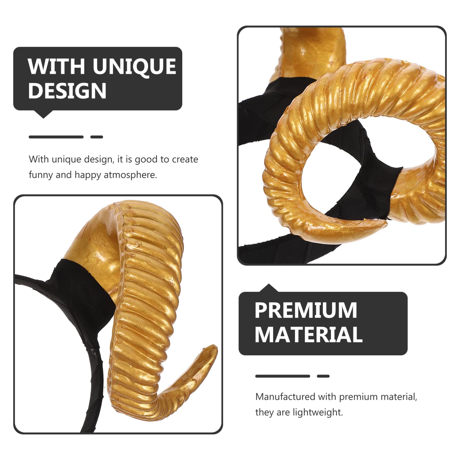 SEWACC Antler Headband Lightweight Hair Hoop for Cosplay Party Photo Props and Festival Hair Accessories, Golden - Image 4
