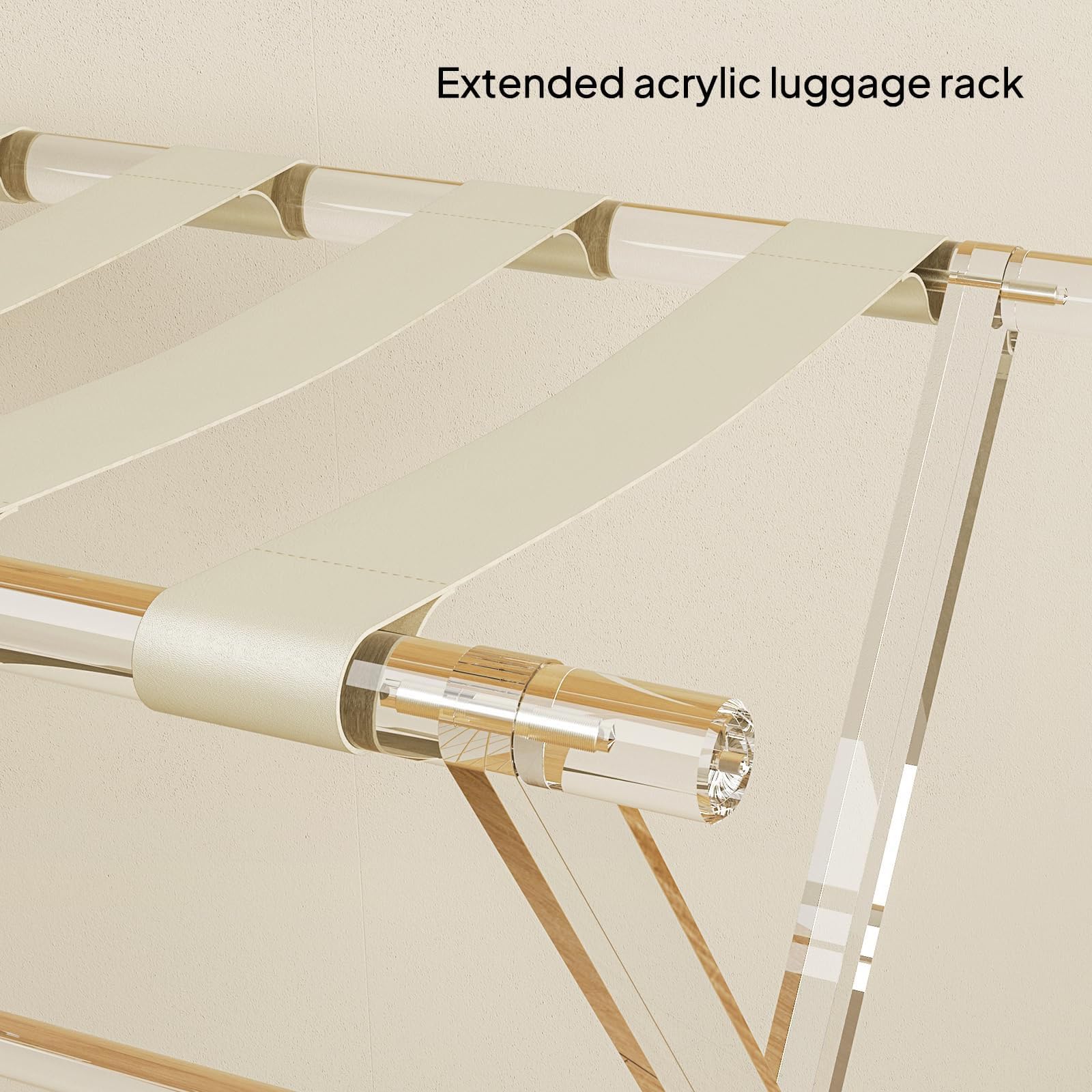 Porte-Bagages en Acrylique for Chambre d'amis - Support De Valise Pliable avec Sangles en Cuir for Chambre À Coucher,Robuste, Support De Valise Pliable, Léger Et Peu Encombrant(B)