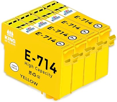 KING OF FLASH Compatible Inks for Epson T0711 T0712 T0713 T0714 T0715 Ink Cartridges Replacement for Epson Stylus SX218 SX415 SX515W SX200 SX100 SX610FW S21 DX7450 DX8400 4 x T0714
