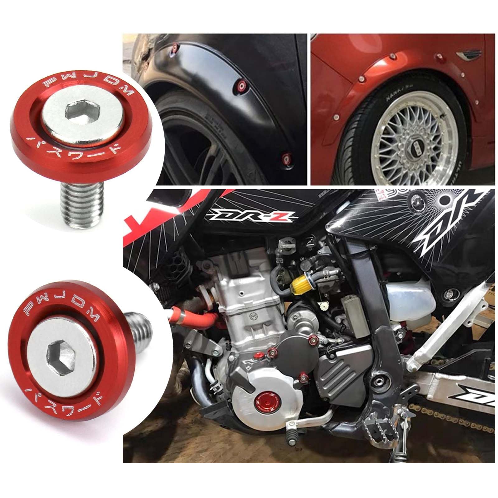 Kit 30 Viti M6 Con Rondelle Rosse JDM - Per Paraurti, Parafango E Vano Motore Auto - Foto 13