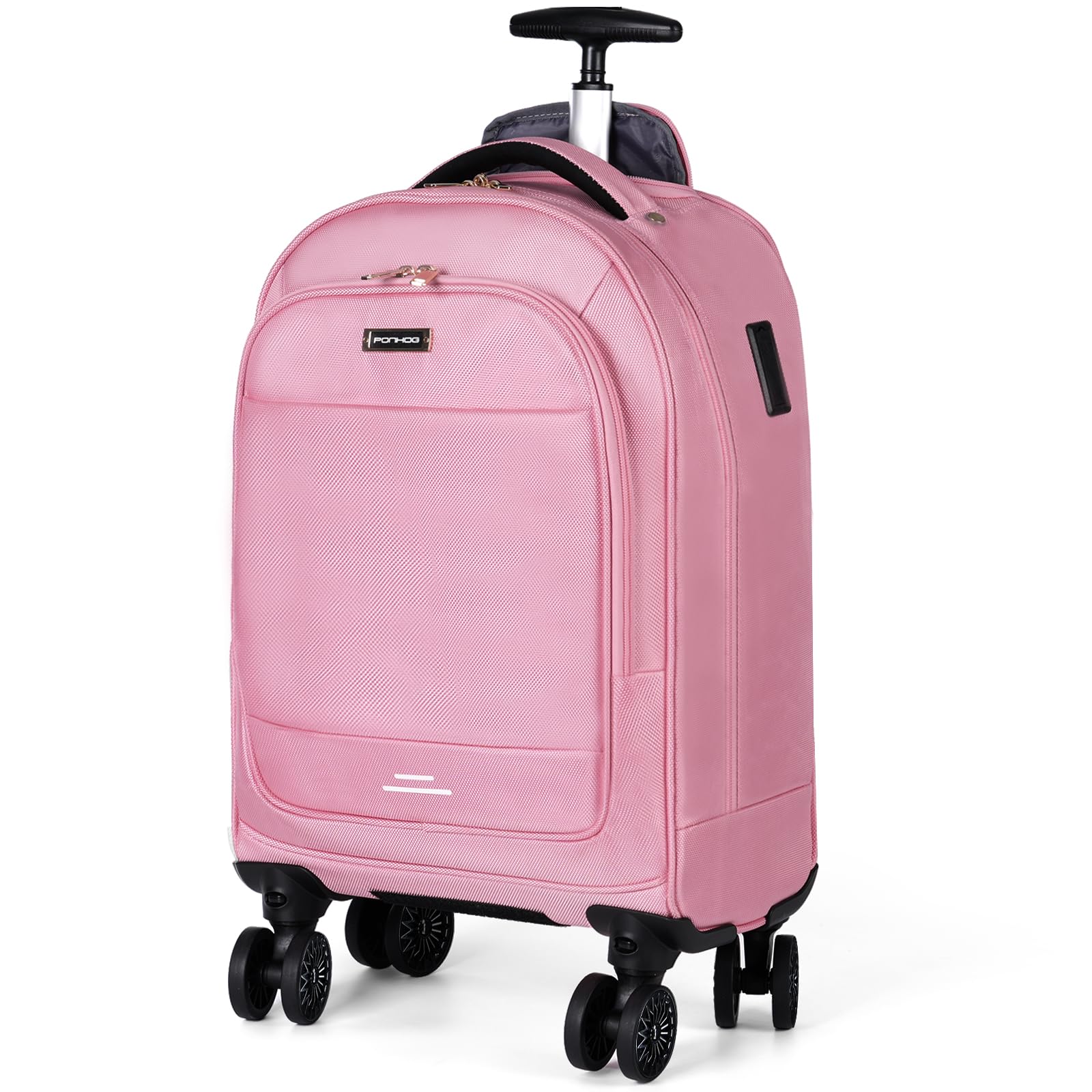 Rolling Backpack - Travel Backpack with 4 Spinner Wheels 15.6 inch laptop Backpack Carry on Wheeled Backpacks for Men Women Suitable for Overnight Work Business College Pink