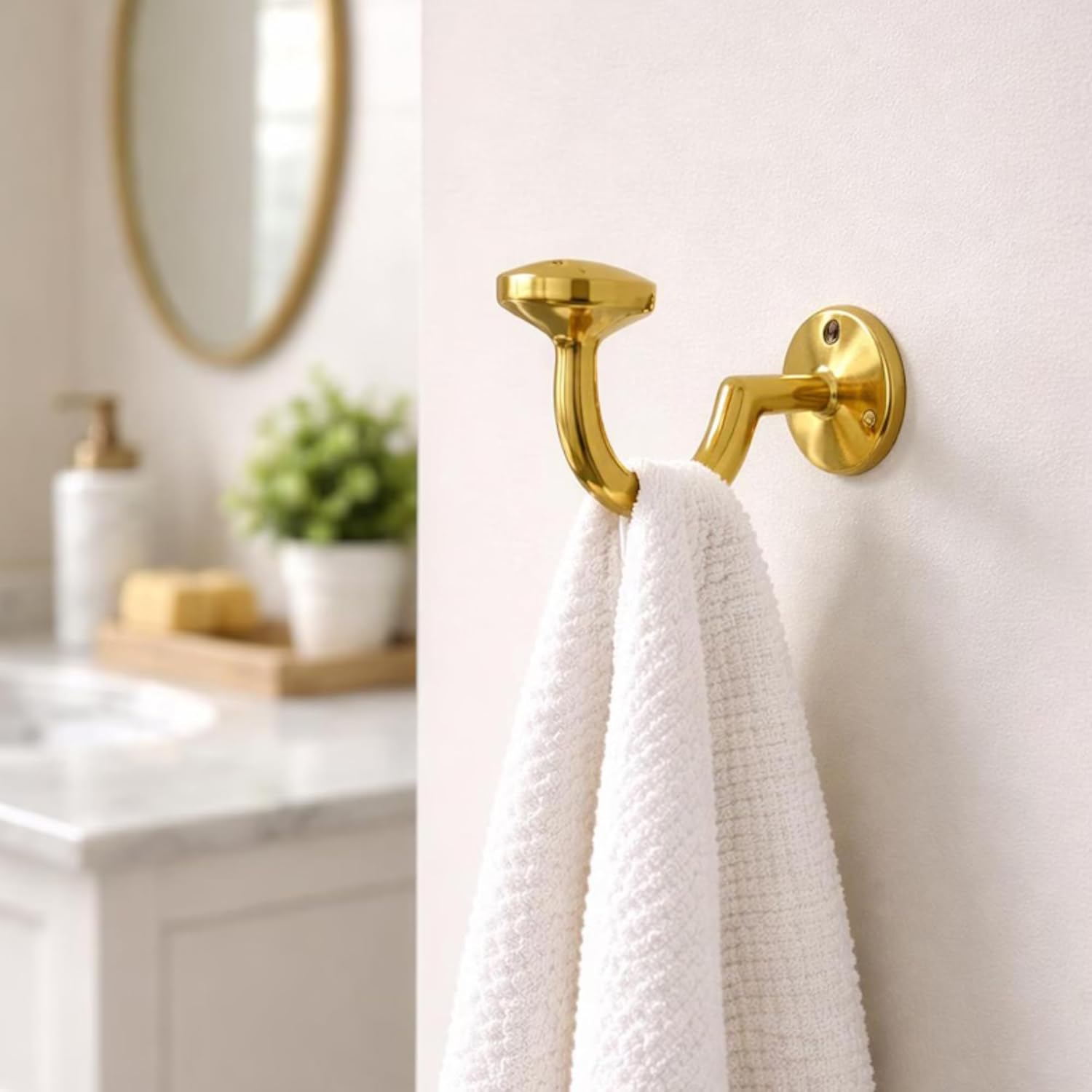 Set of Unlacquered Brass Wall Hooks, Handmade Wall Mounted for Coat Hook for Bathroom, Kitchen, Entryway & Curtain Rods (3 Hooks)