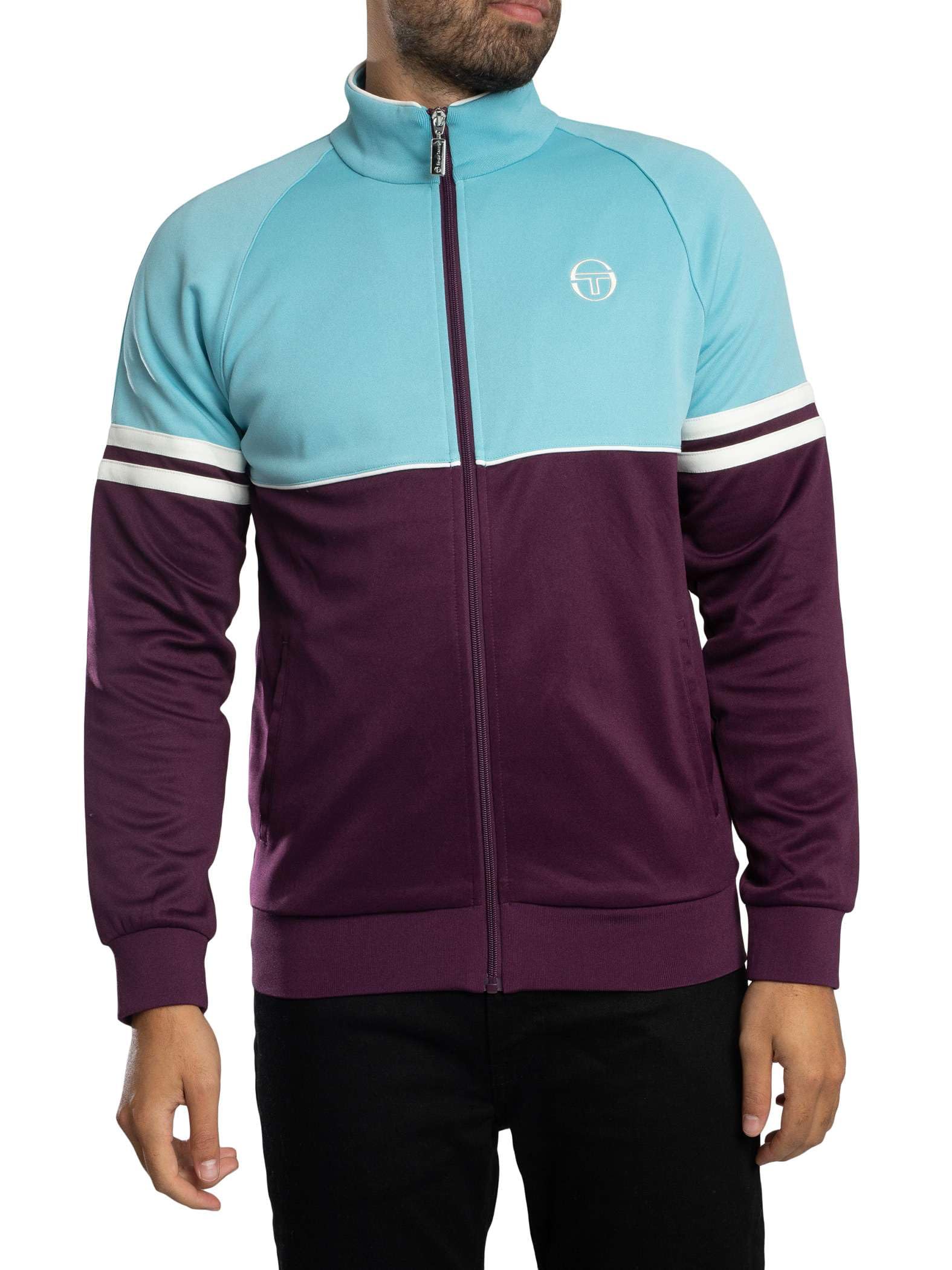 Sergio Tacchini Men's Orion Track Jacket, Milky Blue/Winter Bloom/Gardenia, S