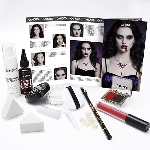 Halloween Vampire SFX Makeup Kit, Complete Makeup Set Include White