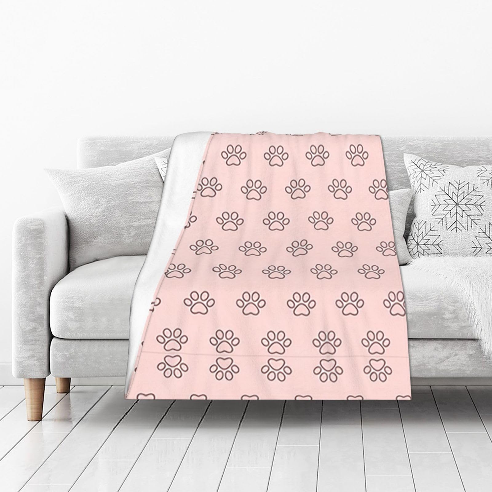 DUYIOKH Paw Prints Print Thick Throw Blanket, Blanket for Couch Bed Warm Travel Blanket for Camping Movie Night