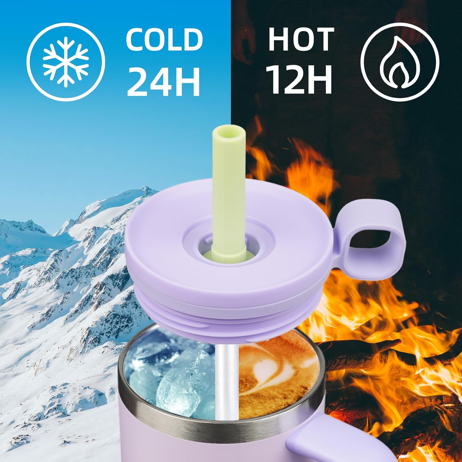 BJPKPK Insualted Tumblers with Handle and Straw 40oz Stianless Steel Travel Coffee Mug Thermal Cups with Lid,Purple Pearl - Image 4