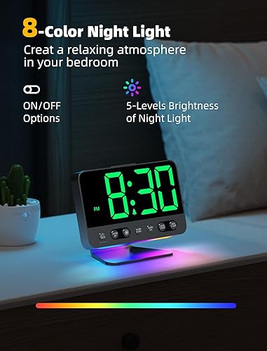 Miniatura 5 de Despertadores digitales para dormitorios regulador de brillo grande y audaz número 5 - fácil de leer en toda la habitación - 5 sonidos de alarma 8