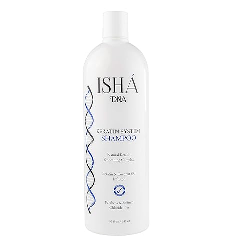 ISHA DNA Champú con sistema de tratamiento de queratina sin sulfatos ni parabenos perfecto para cabello tratado con queratina champú con infusión de