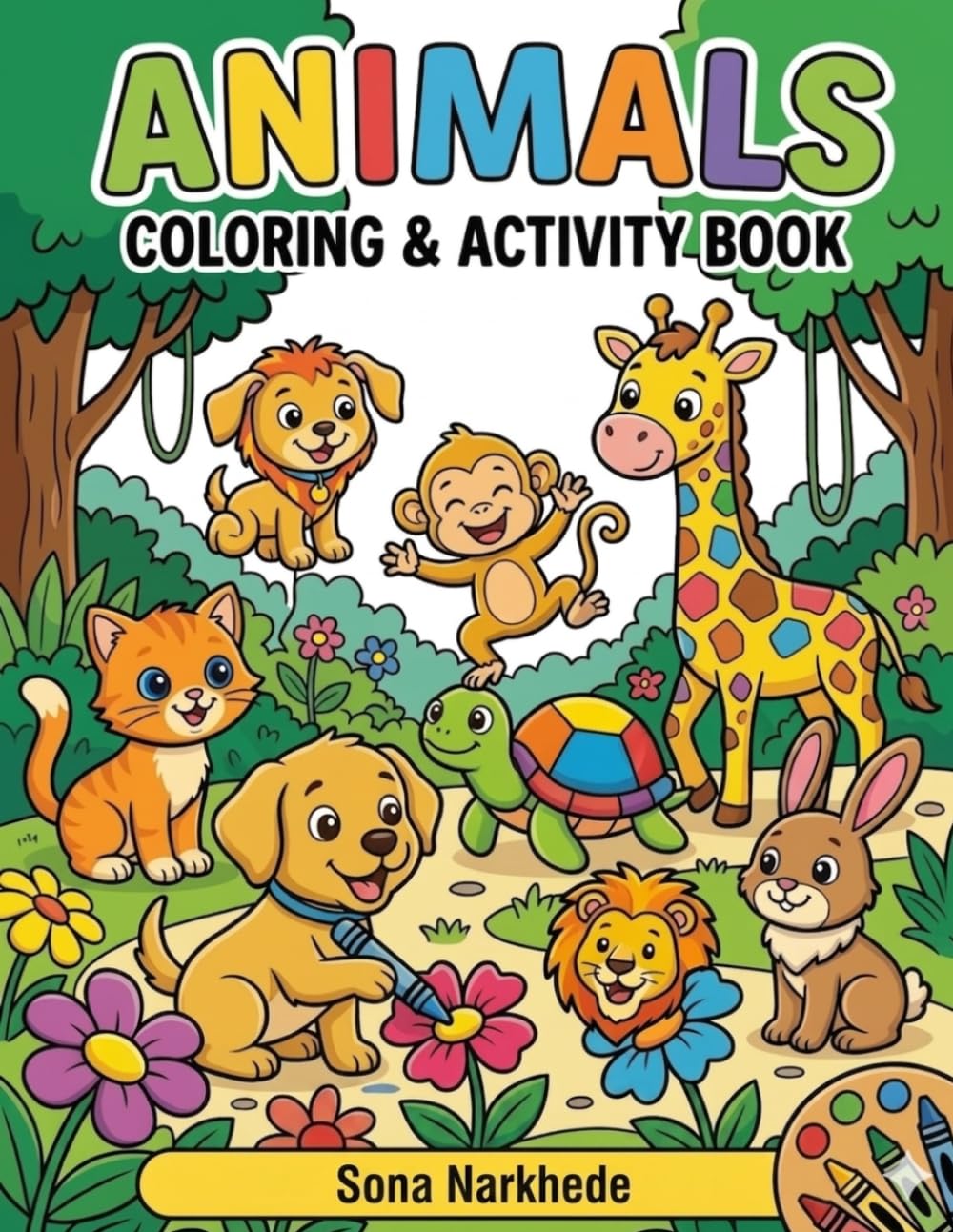 Cute Animals Coloring Book for Kids Ages 3-6: Fun and Easy Animal Coloring Pages for Toddlers and Preschool Kids | Simple Cute Zoo, Farm, Jungle and Ocean Animals for Boys and Girls