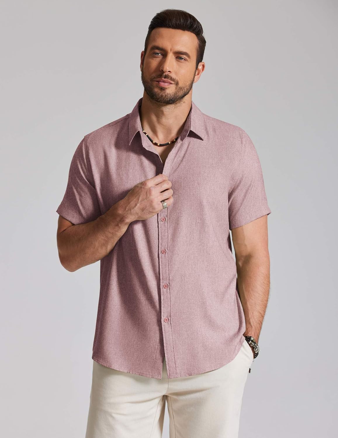 COOFANDY Mens Casual Button Down Shirt Short Sleeve Summer Shirt for Beach Vacation Resort Wear - Image 4