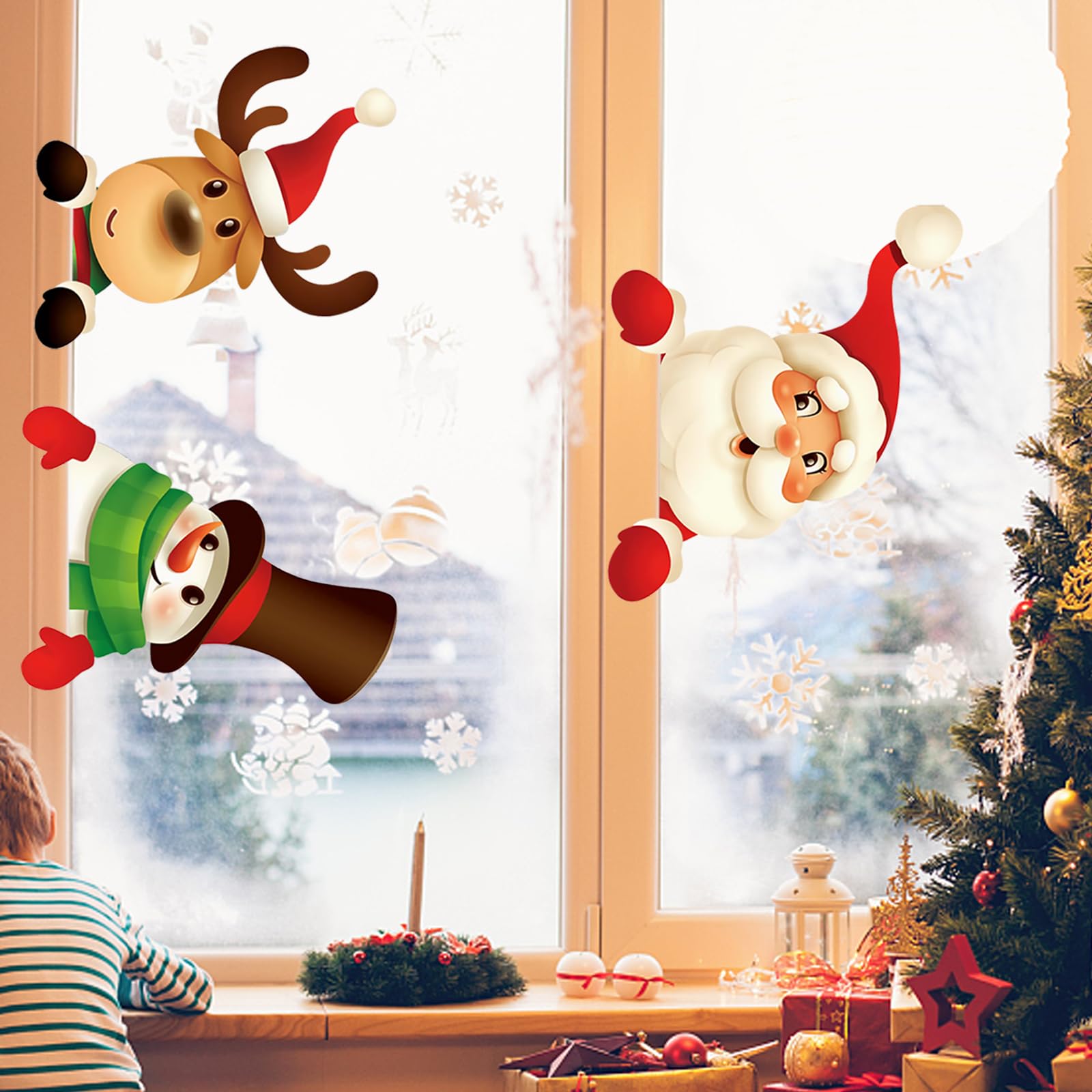 3Pcs Christmas Theme Fence Decorations, The Santa Clause, Reindeer and Snowman Decoration for Outdoor Christmas Decorations - Image 3