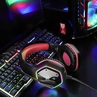 Vista 7 de EKSA Auriculares E1000 para videojuegos, auriculares para computadora con micrófono de cancelación de ruido y luz RGB, sonido envolvente 7.1