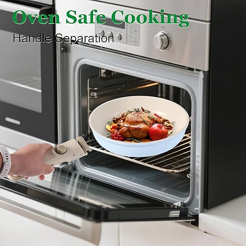 Miniatura 4 de Juego de 12 piezas de utensilios de cocina con mango desmontable, juegos de ollas y sartenes antiadherentes, juego de sartenes de inducción para