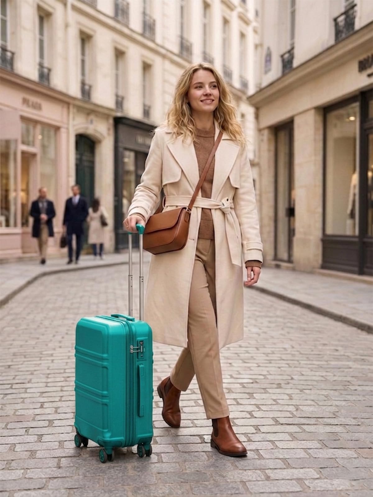 KONO Trolley Bagaglio a Mano 55x38x20 Rigido ABS+PC, Valigia da Cabina Leggera con 4 Ruote Doppie Silenziose TPE e Lucchetto TSA (55 cm, Turchese)