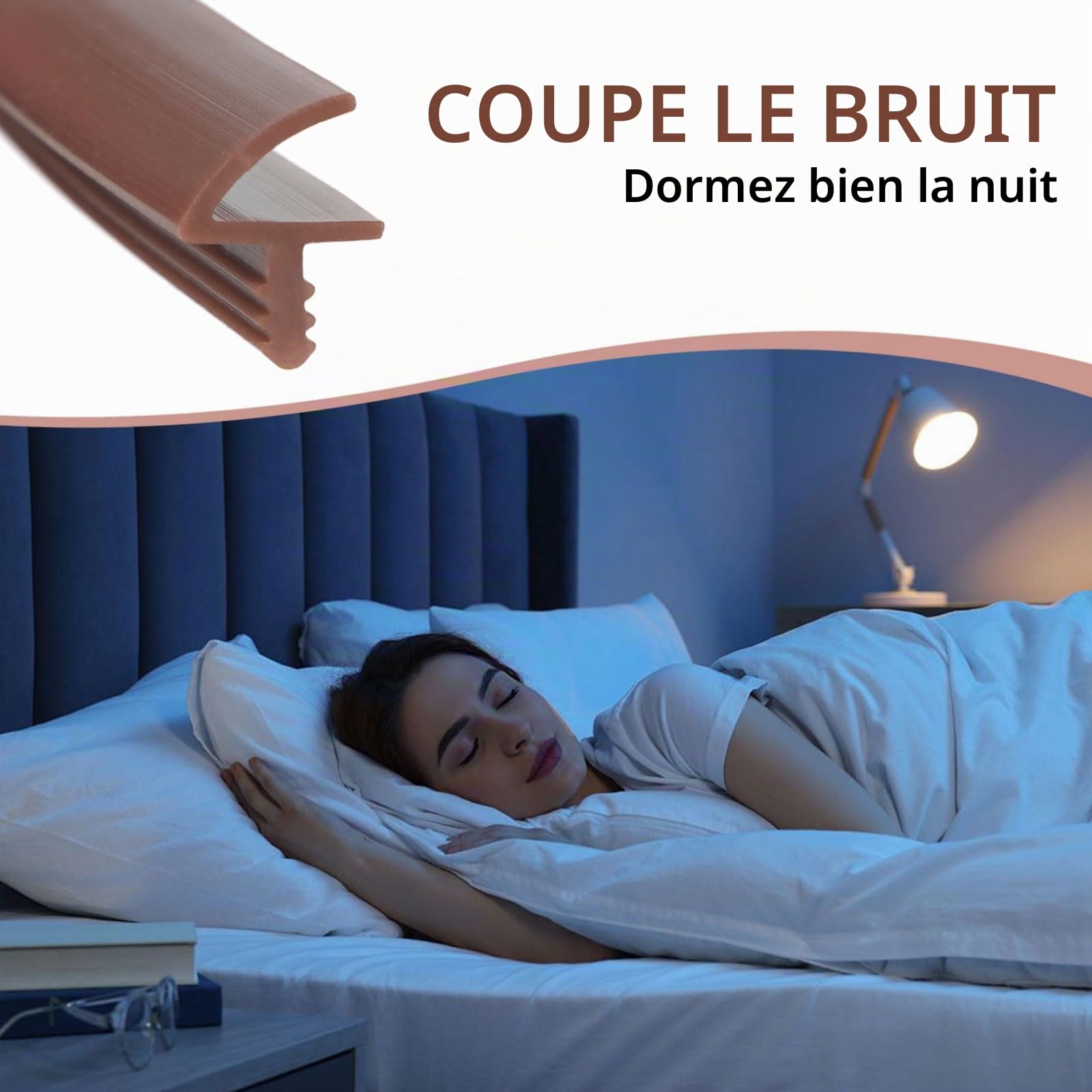 Joint de porte intérieur, joint de porte en silicone, joint en caoutchouc pour rainure de 3 mm et pli de 11 mm (Marron, 10 mètres)