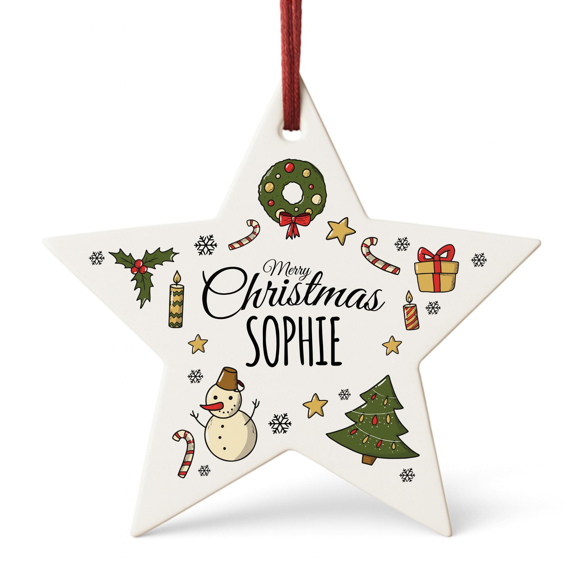 Red Ocean Personalised Christmas Bauble For Friend Family Tree Decorations For Daughter Son Granddaughter Grandson Name Tag Keepsake