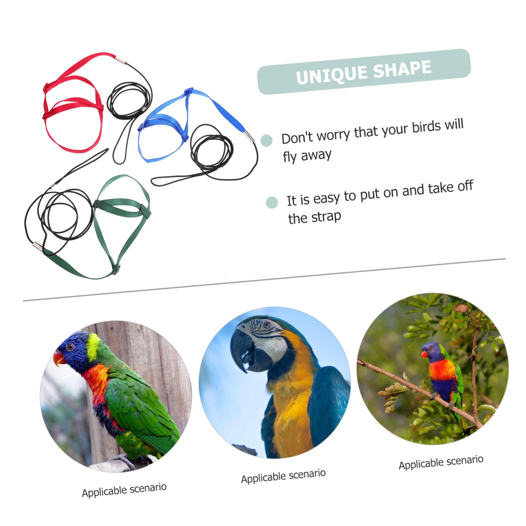 Angoily 12piezas Cuerda De Vuelo para Aves Ajustable Arnés y Correa para Entrenamiento De Periquitos y Loros para Salidas Al Aire y Seguridad del Mascota