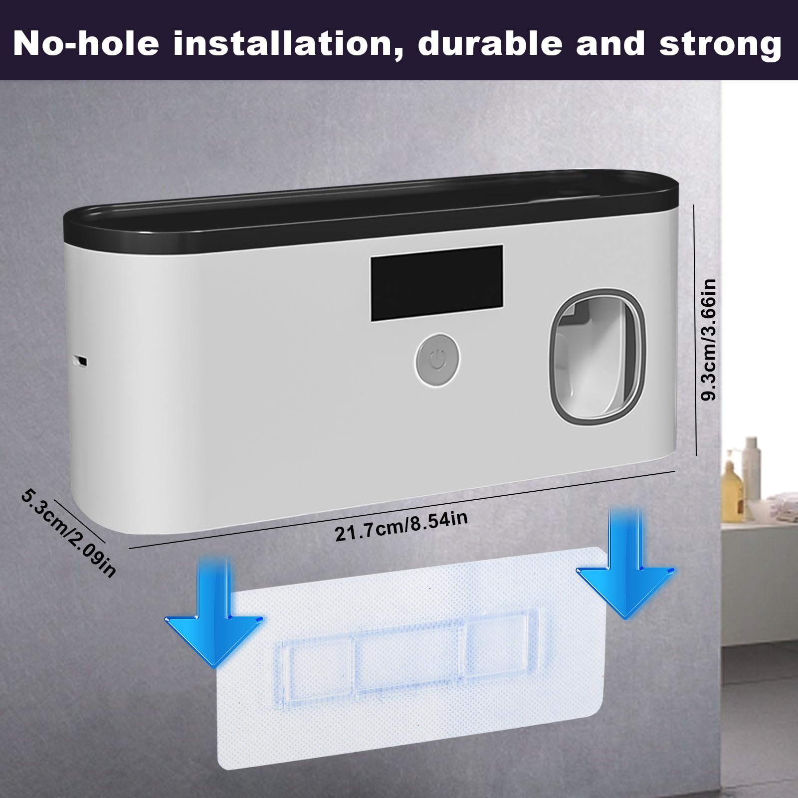 Spazzolino Igienizzante UV per 5 Slot, Porta Spazzolino Elettrico da Parete con Dispenser Dentifricio, Ricaricabile USB Sterilizzatore Portaspazzolino UV con Timer Porta Spazzolini Muro (Nero Grigio)