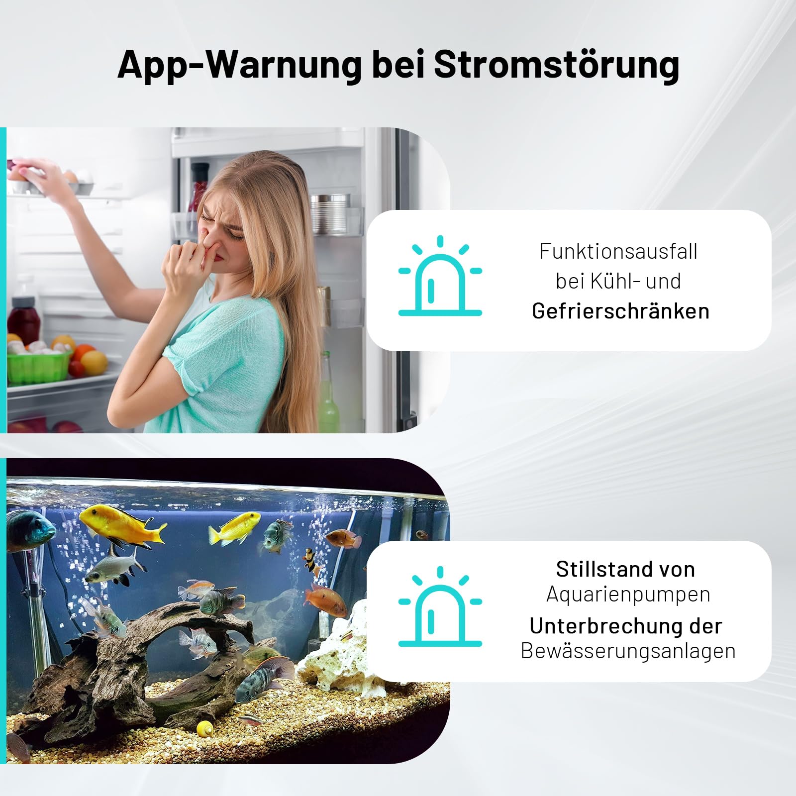 2 Pack Detector de Corte de Corriente WiFi, Enchufe de Alarma por Apagón Tuya WiFi con App Smart Life, 3 Niveles de Volumen hasta 110 dB para Acuario/Refrigerador