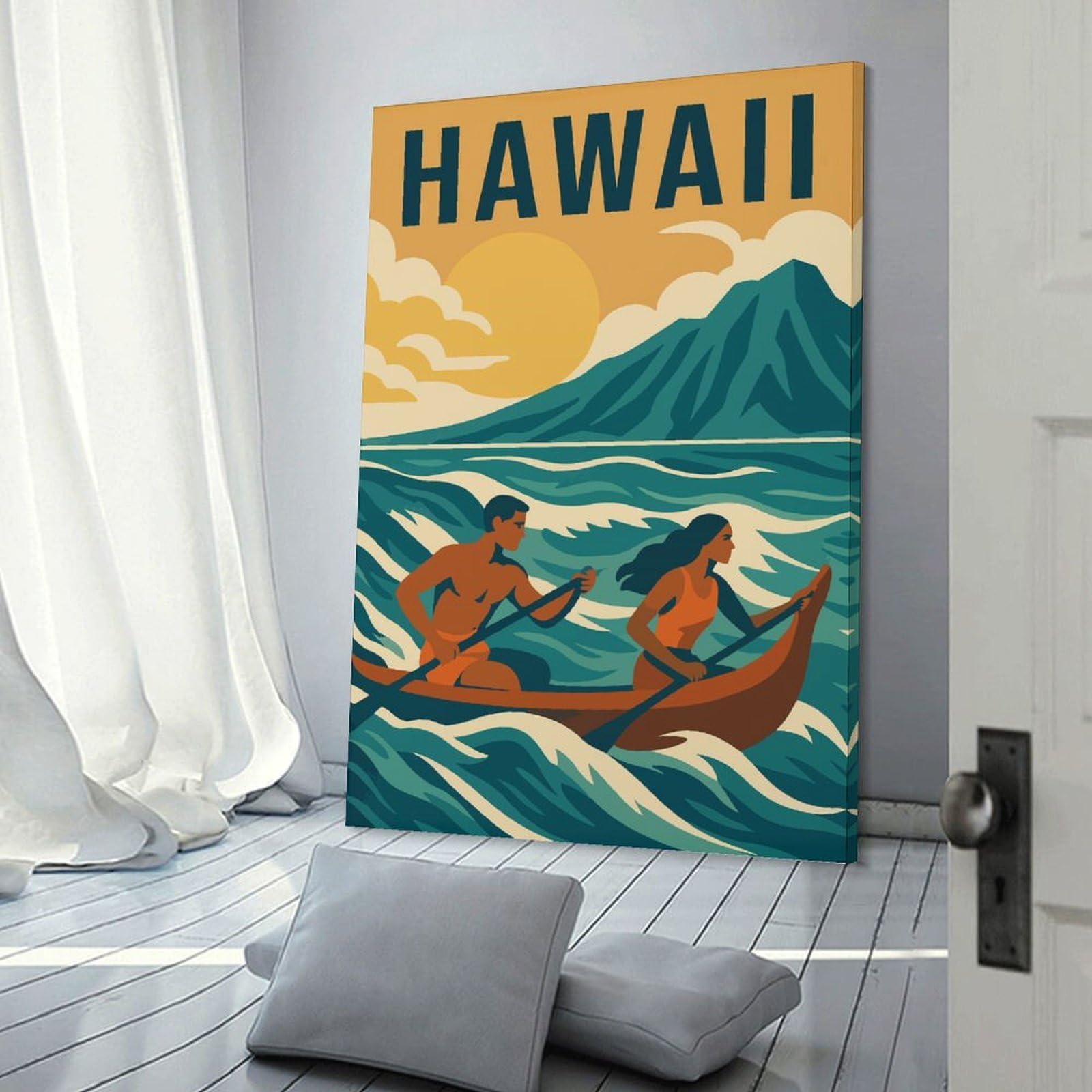 Junmoney Room Decor Wall Art Hawaii Vintage Travel, 20x30inch(50x75cm), for Office Decor, Home Working Or Creative Rooms, An Interior Accent for Desk Areas