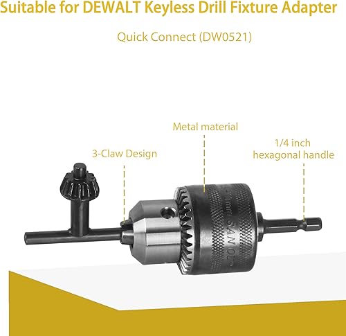 Miniatura 3 de Adaptador de portabrocas para destornillador de impacto, para DeWalt DW0521 Conexión rápida sin llave 3/8 pulgadas portabrocas de impacto