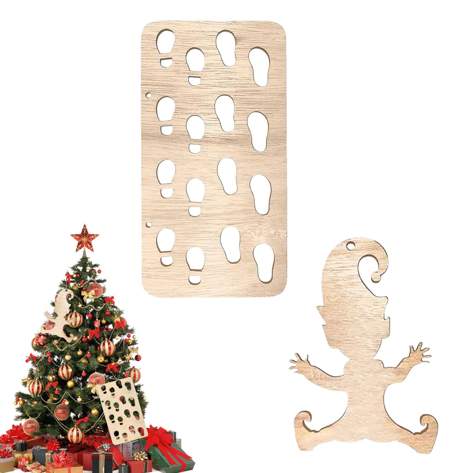 Tuofang 2pcs Stencil Impronte Gnomi, Stencil per Gnomo per Finestra Elfo, Stencil Impronte Elfo, Stencil Natalizi in Legno Gnomo Impronte, Applicabile Decorazioni Natalizie Porte Finestre (2