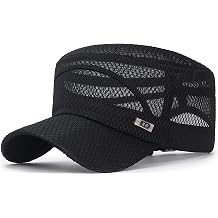 Mesh Flat Top Cadet Cap for Men Adjustable