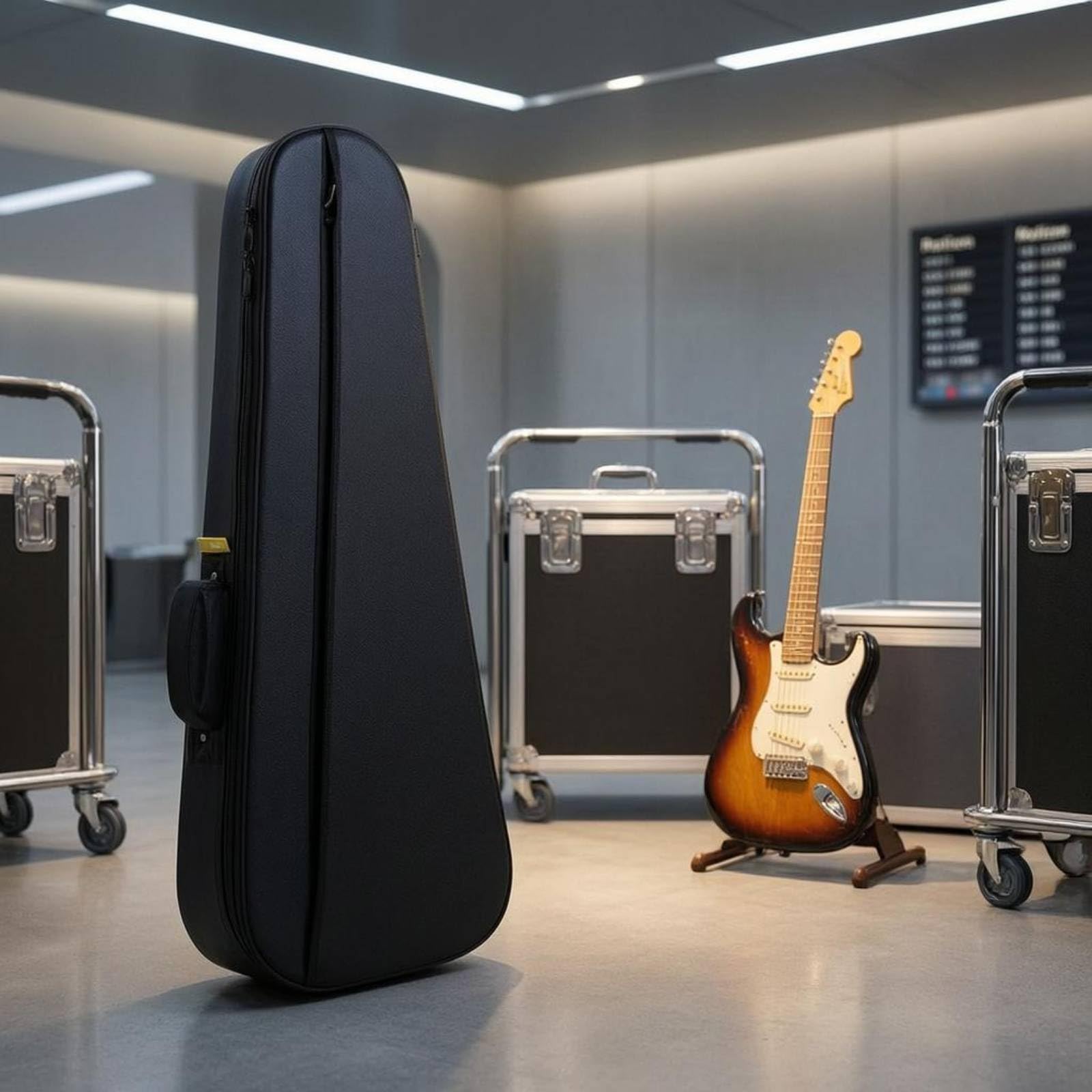Qianly Funda Guitarra Eléctrica Cierre Completo Funda Guitarra Eléctrica Gancho Bolsa Acolchada, Negro