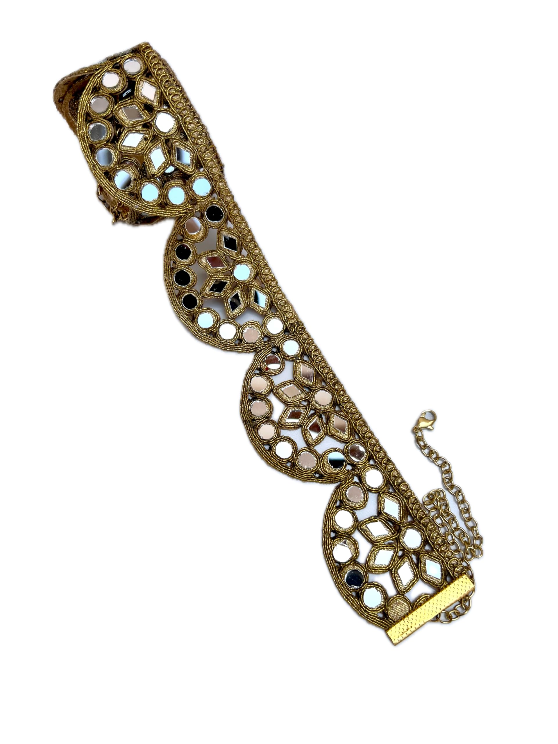 Genérico Cinturón de Espejos Dorado para Mujer, Hecho a Mano, con Cadena Ajustable