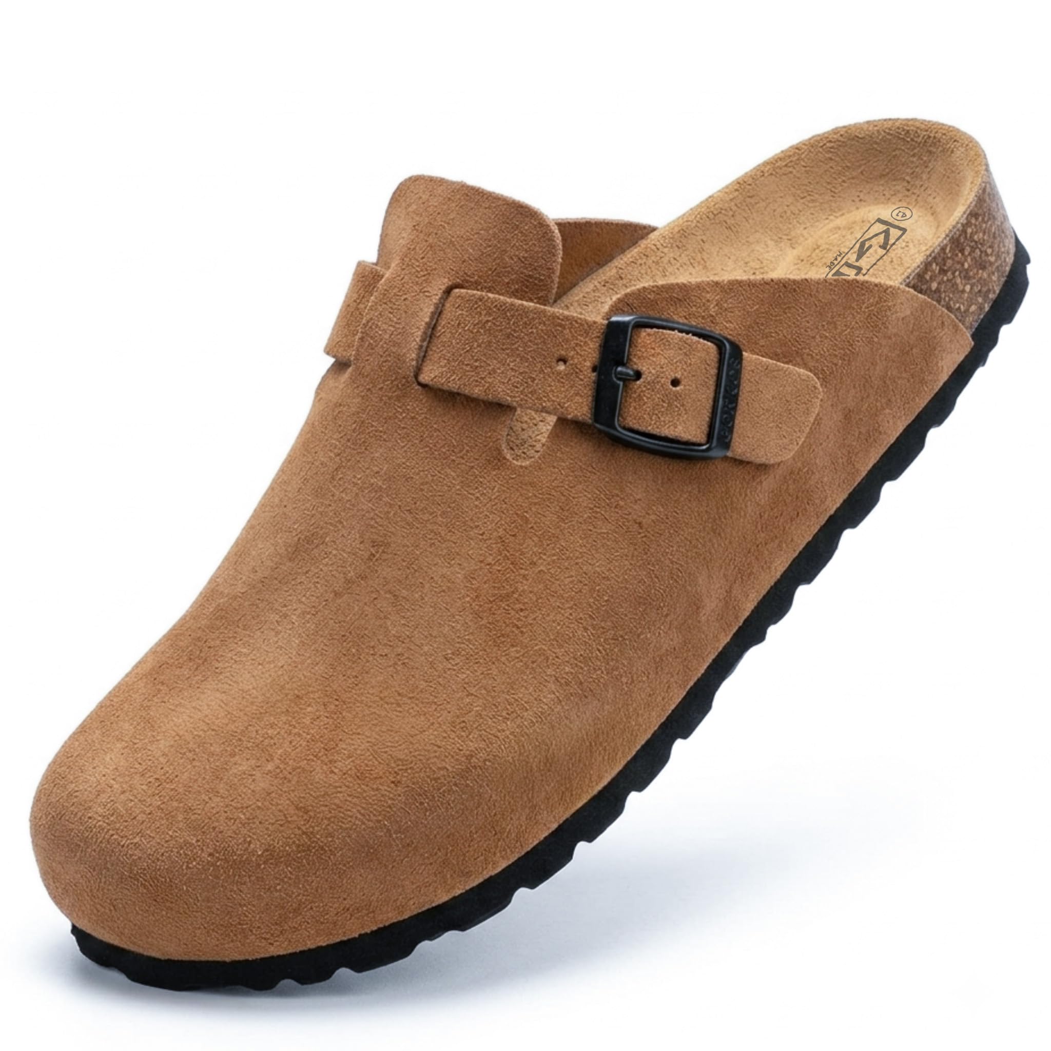 Zoccoli in Pelle con Sottopiede in Sughero, Vera Pelle, Sughero Naturale, Fibbia Regolabile al Piede, Sabot Uomo/Donna, Suola Antiscivolo in Eva, Sandali di qualità Made in Spain