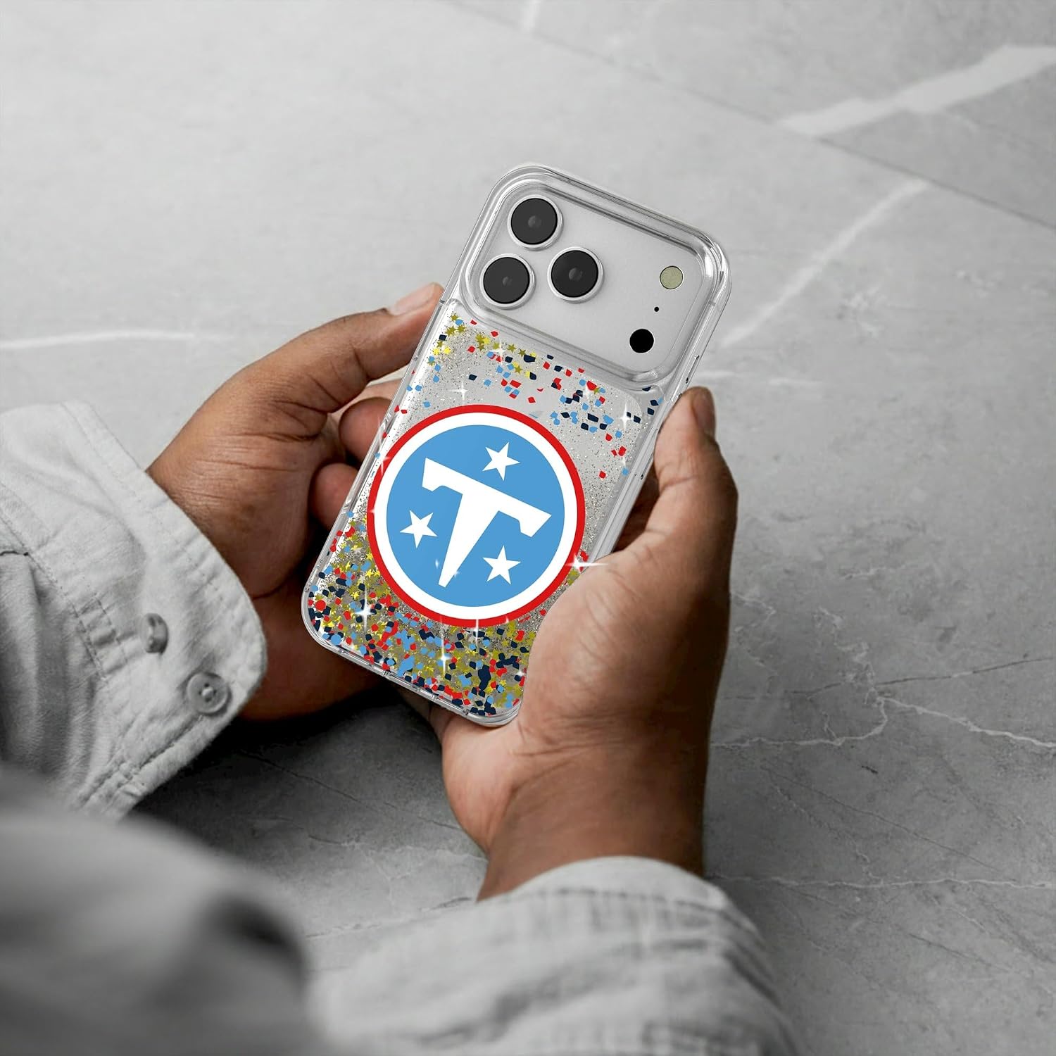 Keyscaper Tennessee Titans Glitter Case with Confetti Design for iPhone