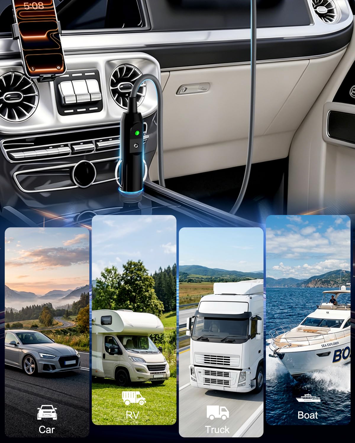 Starlink - Mini adaptador de coche de 12 V, 10 pies, 12 V-24 V CC cable de