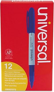 UNIVERSAL UNV07073 Fine Bullet Tip Pen-Style Permanent Marker - Blue (1 Dozen)
