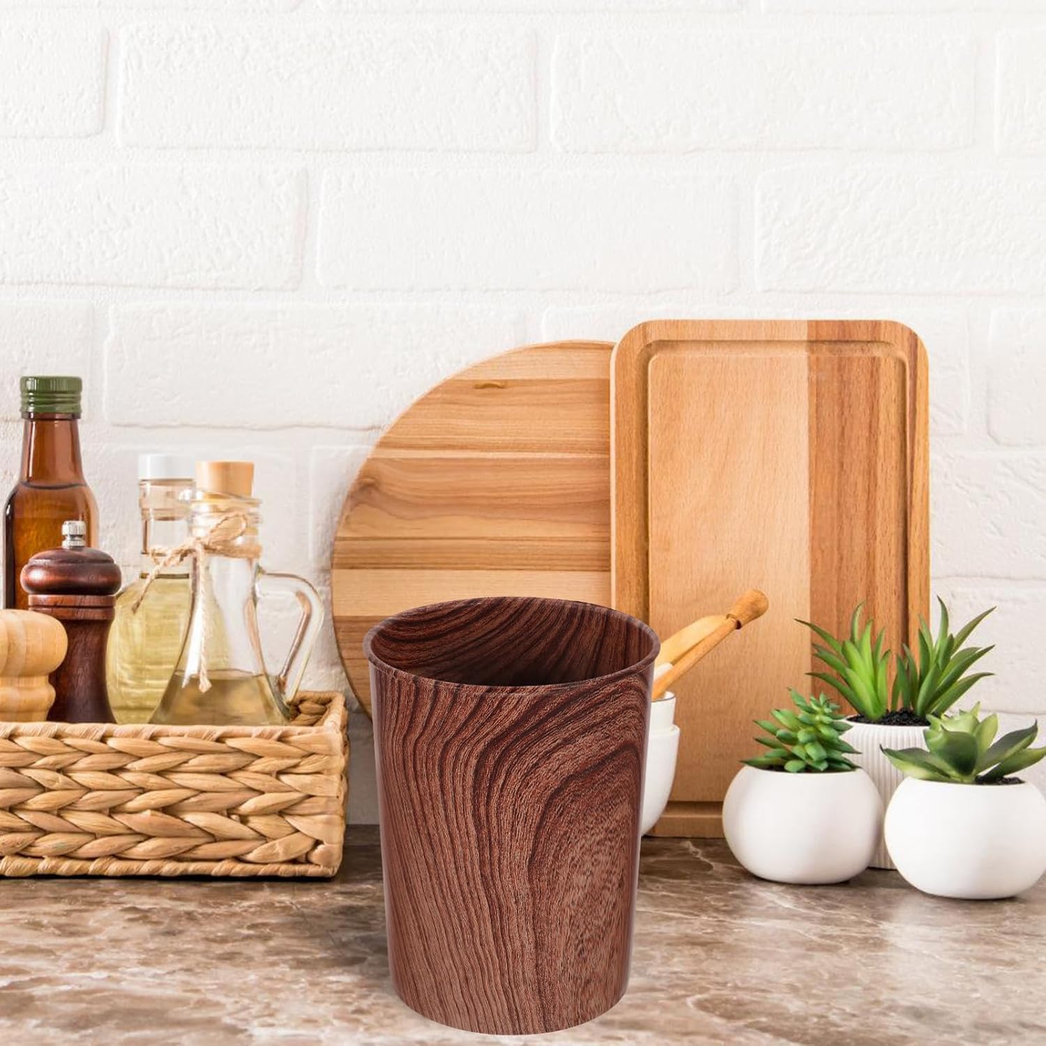 OUNONA Wood Grain Chopstick Organizer Cutlery Holder for Kitchen Home Restaurant Housewarming present Easy to Clean Utensil Storage