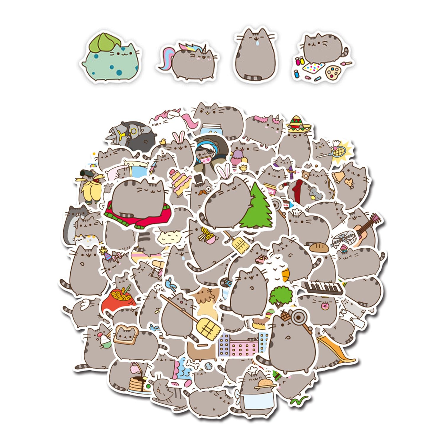 100 Cute Cat Stickers, Expression Stickers, Suitable for Laptops, Water Bottles, Skateboards, and Luggage.