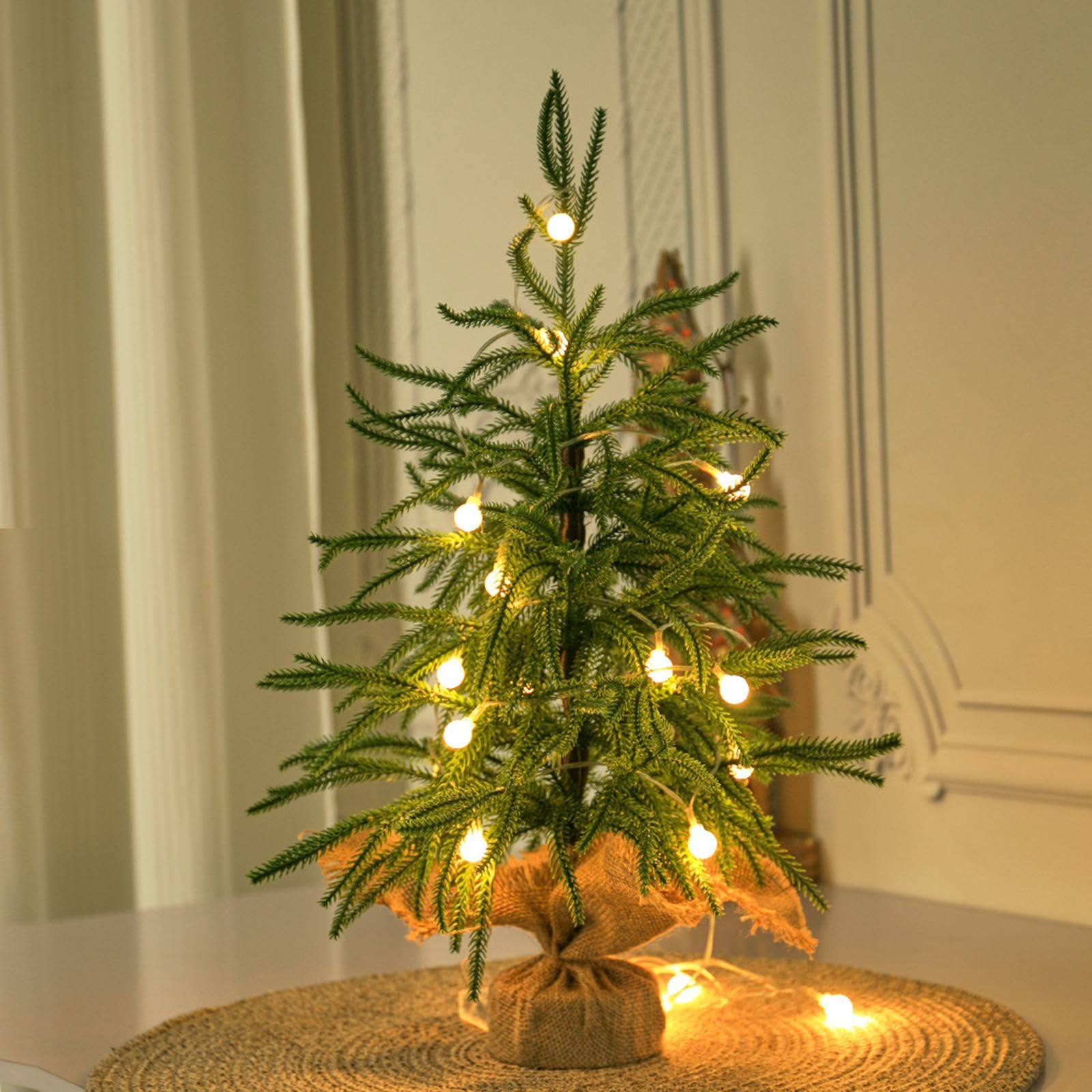 perfk Albero di Natale Artificiale da Tavolo, Finto Albero di Natale Realistico, Piccola pianta Finta per Portico Anteriore, Ufficio, Interni ed, Pino Norfolk da 60 Cm
