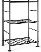 Sakugi 3-Tier Metal Storage Shelves, Sturdy Garage Shelf Organizer with Adjustable Feet, Space-Saving 18x12x30 Inch Black Rack for Pantry Kitchen Laundry