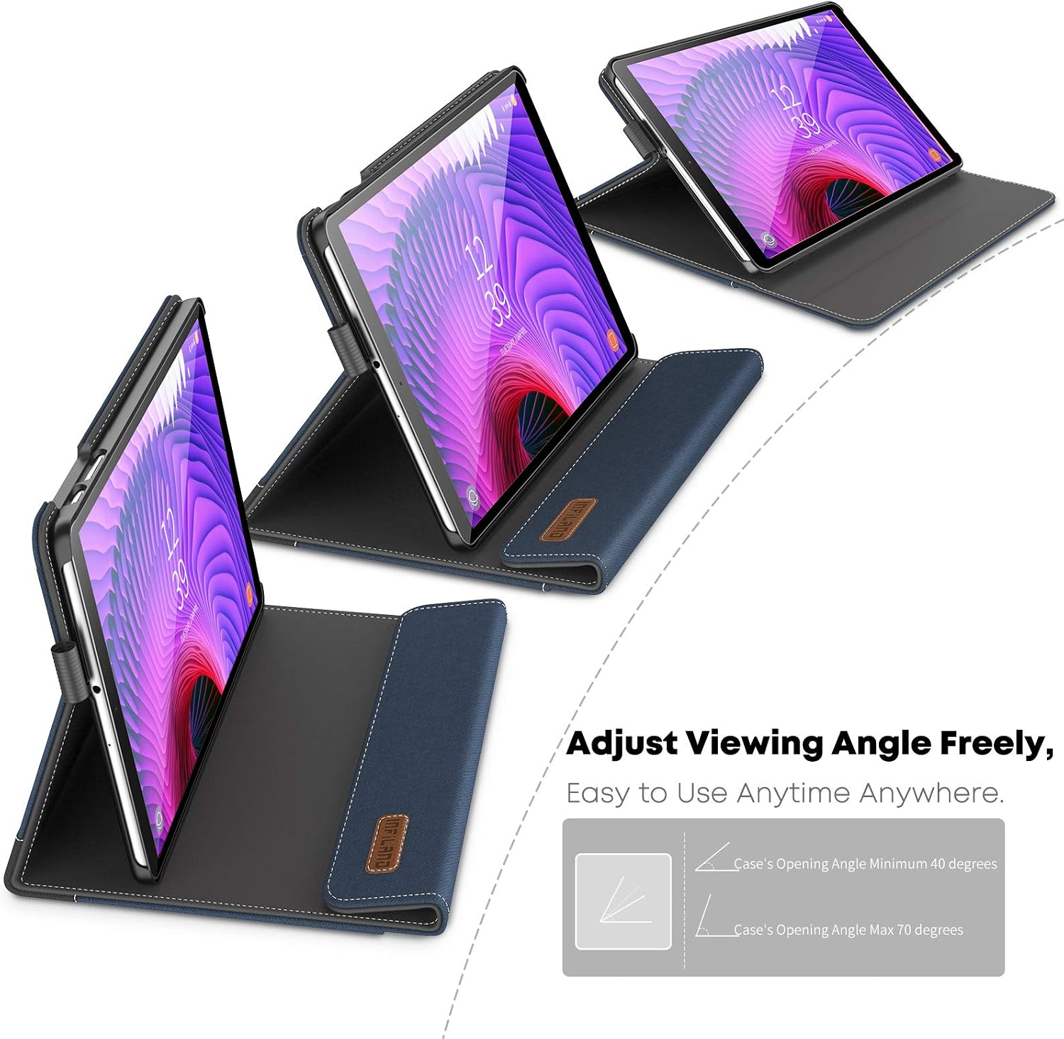 Infiland Samsung Galaxy Tab A 10.1 2019 Case, Multi-Angle Business Cover Built in Pocket Compatible with Samsung Galaxy Tab A 10.1 Inch Model SM-T510/SM-T515 2019 Release Tablet, Navy