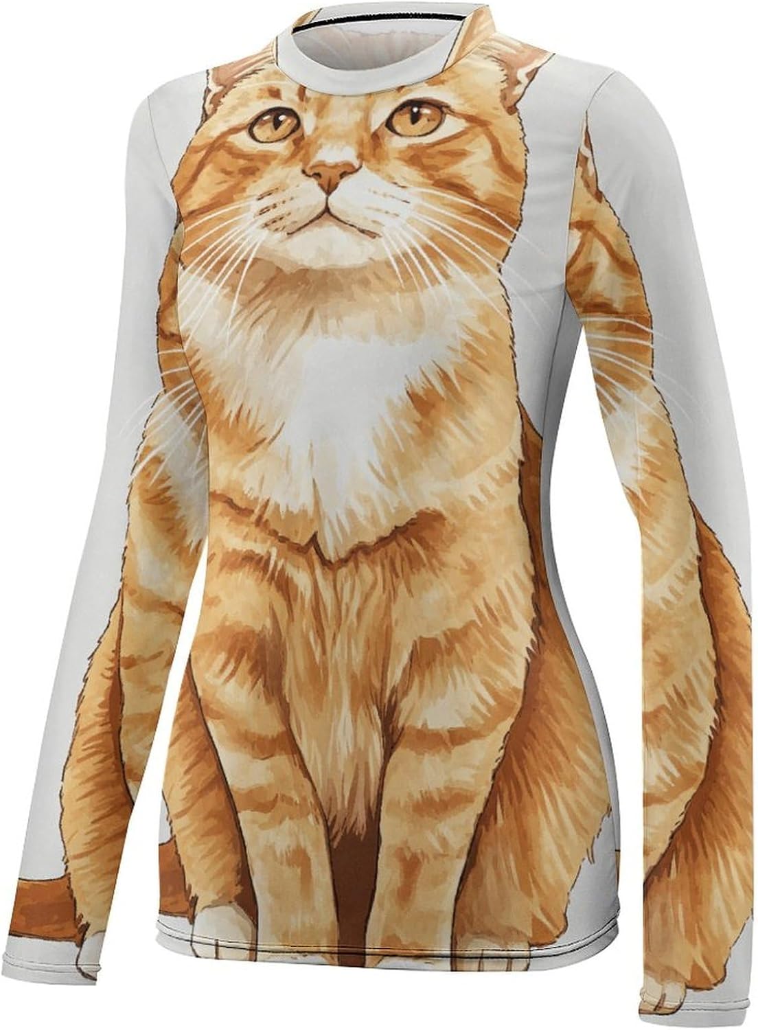Ginger Cat Rash Guard for Women UPF 50+ UV Sun Protection | Long Sleeve Workout Top Quick Dry Athletic Hiking Shirt Moisture Wicking Swim Shirt for Running, Cycling, Swimming